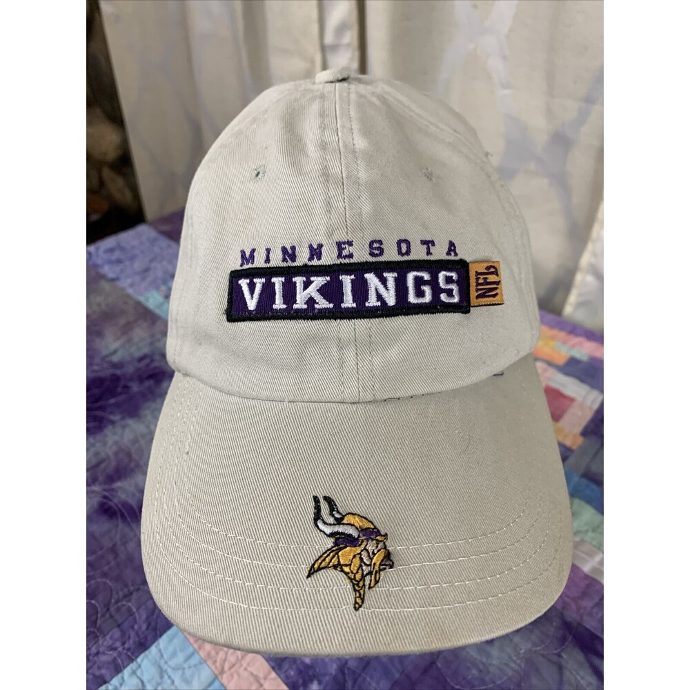 Minnesota Vikings Football Reebok NFL Hat Cap Beige Strapback W11D Embroidered